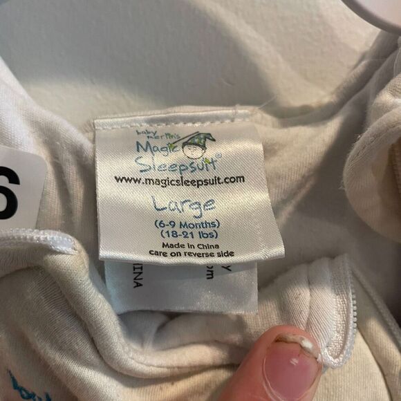 Baby Merlin's Infants White Magic Sleepsuit L 6-9 mos Double Zip Cotton Swaddle - Picture 8 of 9
